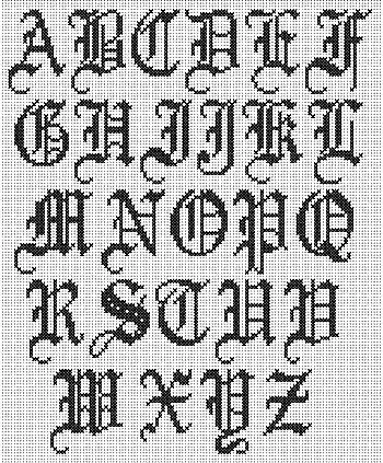 Cross Stitch Alphabet: Old English