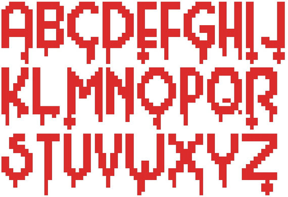 Cross Stitch Alphabet Bloody